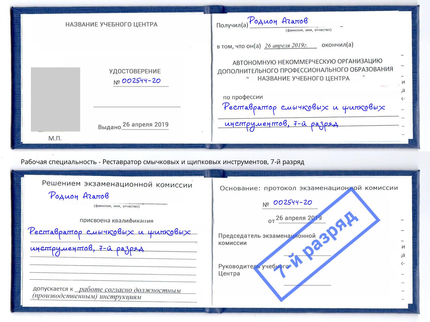 корочка 7-й разряд Реставратор смычковых и щипковых инструментов Южноуральск